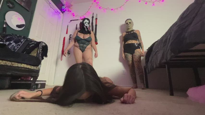 🎃 BDSM Big Tits Bondage Cosplay Curvy Domination Girls Halloween Threesome Porn