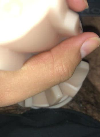 Watch me fuck this fleshlight with my rock hard, oily cock