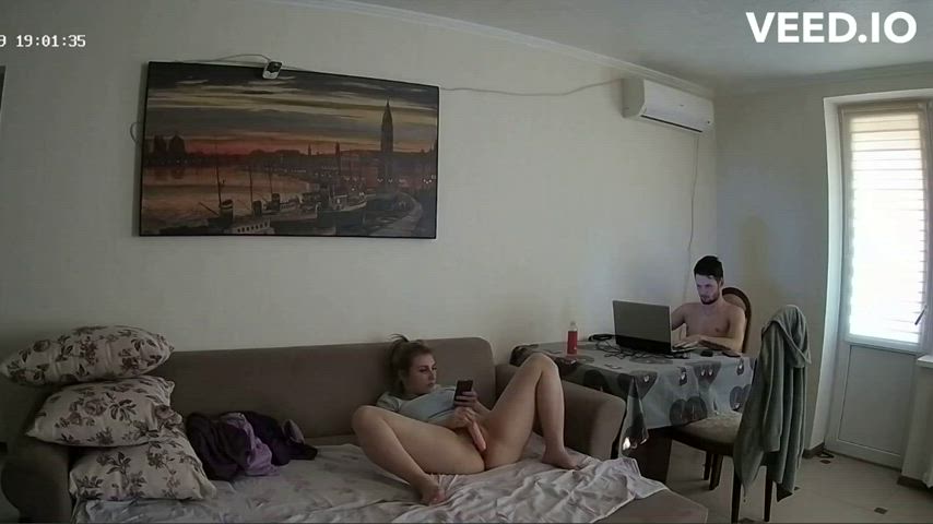 bored and ignored dildo masturbating vibrator webcam clip