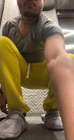 Showing off in the elevator