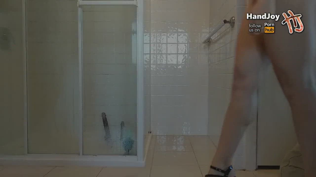Bathroom Big Ass Female Fitness High Heels Tanned clip