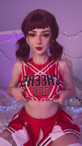Big Tits Cheerleader Cute Petite Ponytail Teasing Teen Titty Drop clip
