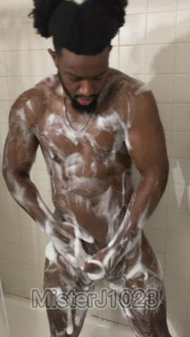 bbc big dick ebony masturbating onlyfans shower soapy solo clip