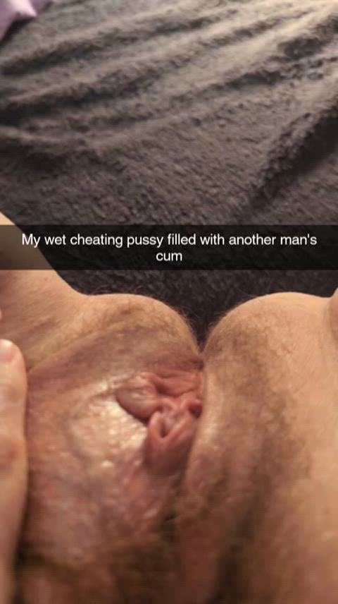 My cheating wet pussy filled with another man's cum