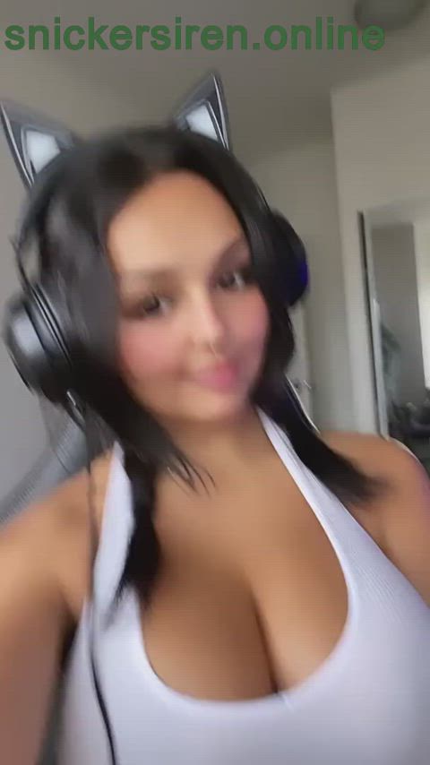 big tits cute gamer girl jiggling nipple piercing onlyfans petittits tiktok twink