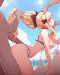 Animation Beach Blonde Blowjob Exhibitionism Exhibitionist Hair Pulling Ponytail