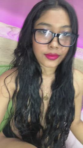 18 Years Old Babe Glasses Long Hair Small Tits Teen clip