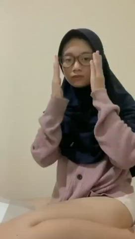 glasses hijab malaysian small tits tease teasing teen clip