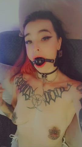 deepthroat messy saliva sub submission submissive submissive wife tattoo clip
