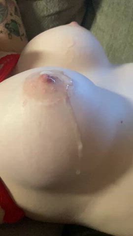 Hubby’s hot load running off my tits