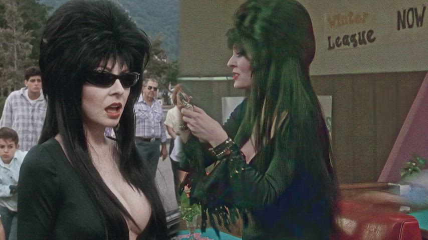 Accidental Nipslip on set of Cassandra Peterson in Elvira: Mistress of the Dark 1988
