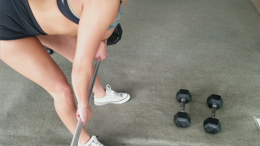 Working out at the hotel gym [gif]