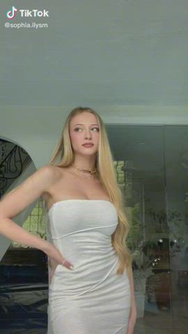 Babe Big Tits Blonde Boobs Dress Goddess Long Hair Russian TikTok Tits clip