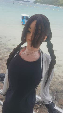 AIML Sexdoll on a beach Lime3 amazing journey the video
