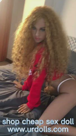 Big Ass Blonde Curly Hair Sex Doll clip