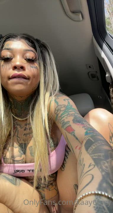 Ebony Female Masturbating Public Tattoo clip