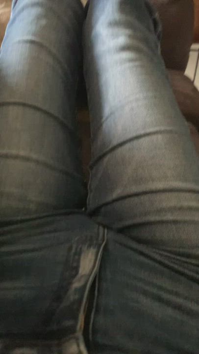 After work, my Slut gets her jeans off fast and fingers herself well