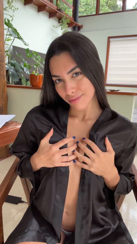 latina natural tits onlyfans robe small tits tease teasing tits clip