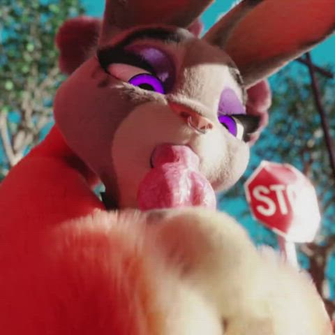 animation blowjob bunny exhibitionism exhibitionist face fuck outdoor police public