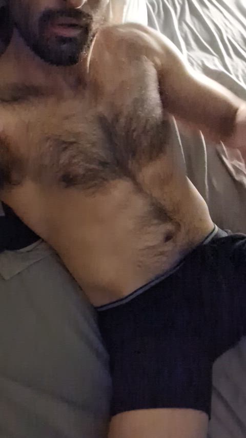 bulge hairy chest male masturbation tease clip