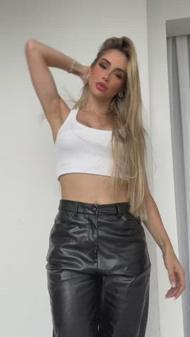 blonde body boobs brazilian celebrity goddess long hair tank top tease tiktok clip