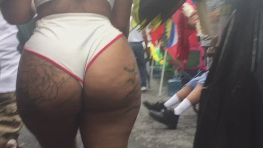 Short shorts show off the butt tattoos