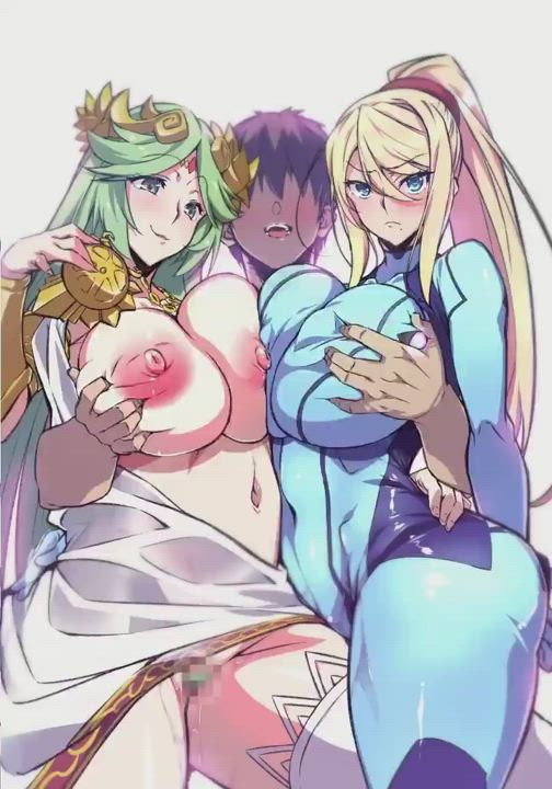 Palutena, Samus Aran - Blushing Busty Fighters Get Their Tits Groped (s_doubt) [Kid