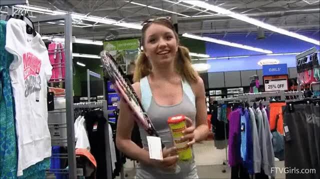 She knows how to pick a good racket (X-post from /r/holdthemoan)