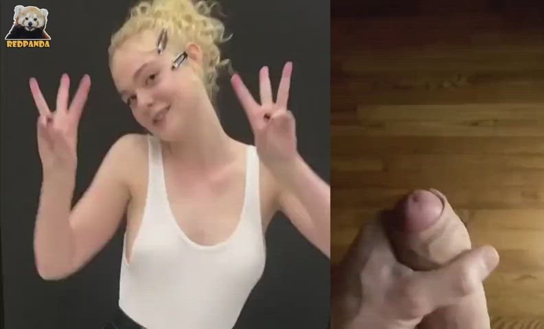Babe Celebrity Cock Cockslap Cumshot Cute Elle Fanning Slow Motion Split Screen Porn