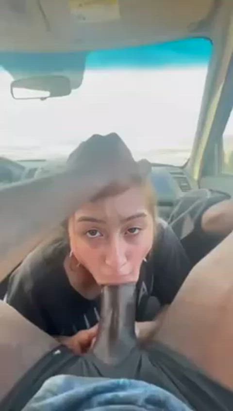 bbc big dick blowjob car deepthroat face fuck interracial latina public teen clip