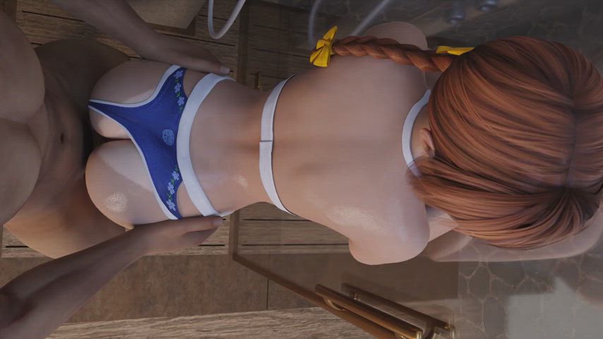 animation bikini japanese redhead standing doggy swimsuit clip