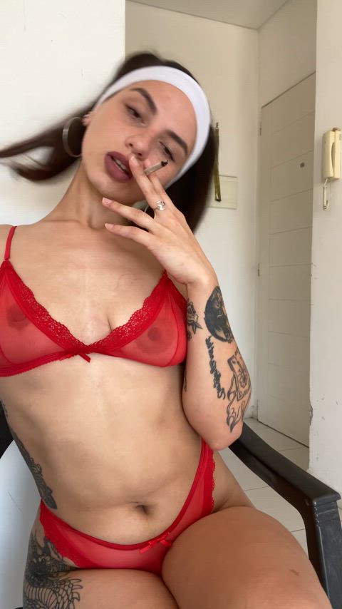 lingerie onlyfans small tits smoking tattoo clip