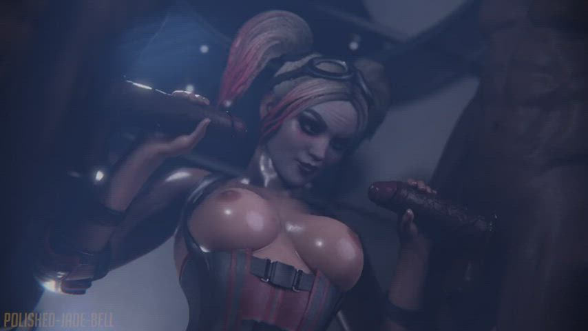 Cum on Harley Quinn's titties (polished-jade-bell) [DC]