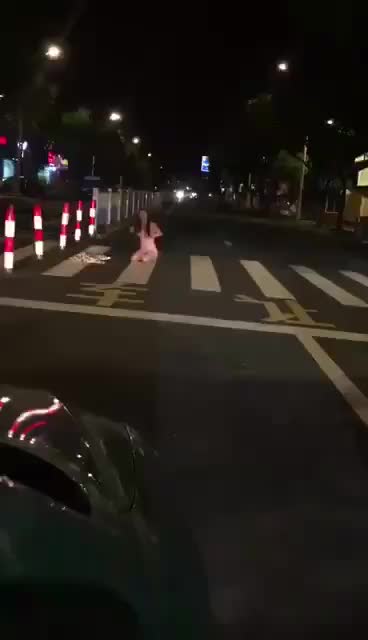 drunk girl strip on the road