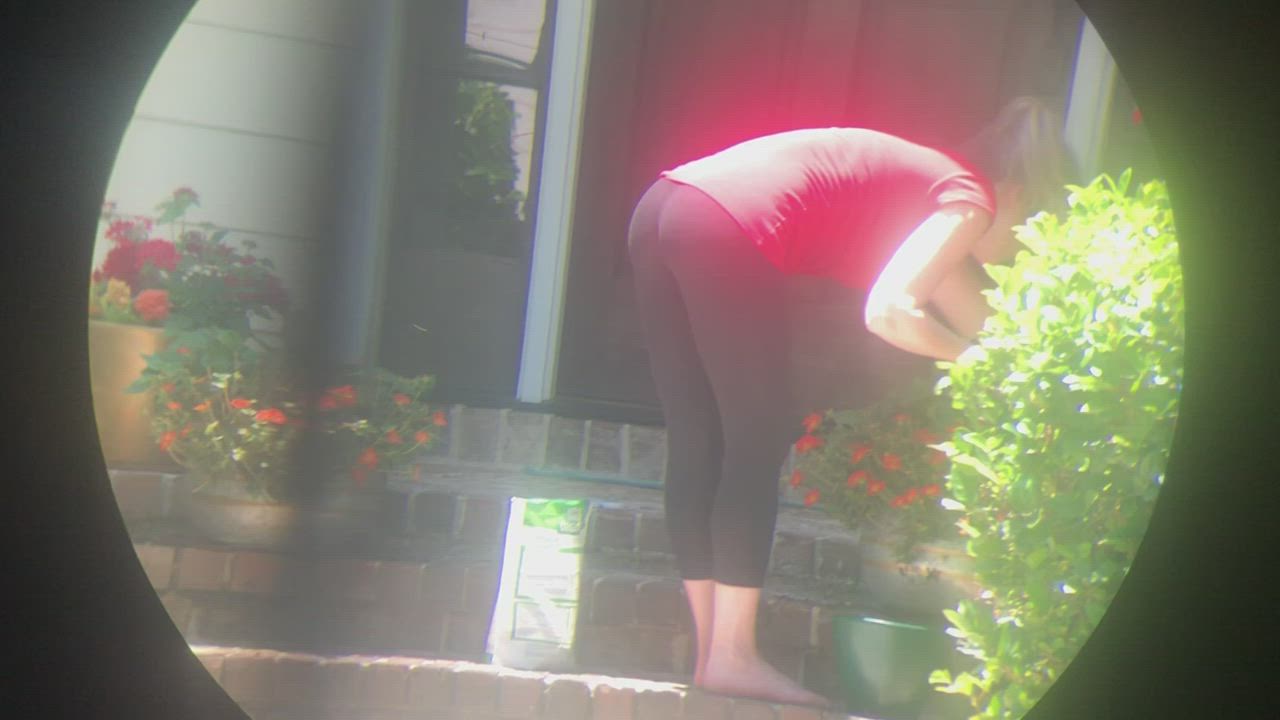 Ass Blonde MILF Neighbor Spy Cam Tights clip