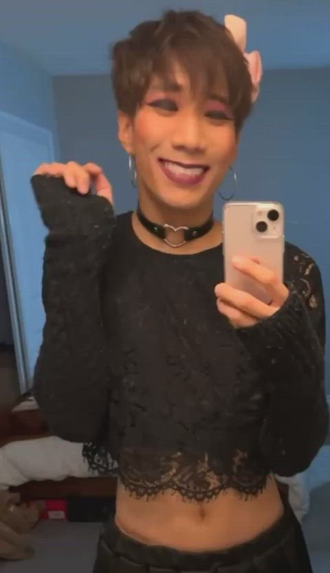 asian trans cute femboy sissy small tits pussy clip