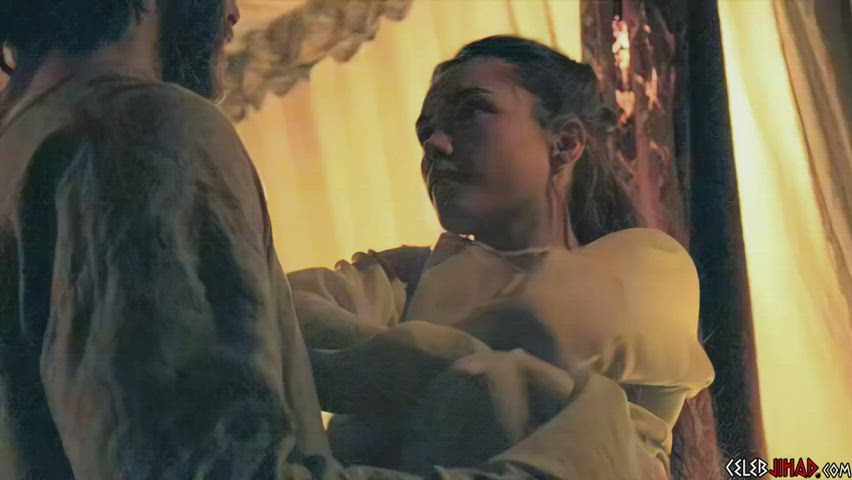 Florence Pugh nude in Outlaw King (2018) enhanced