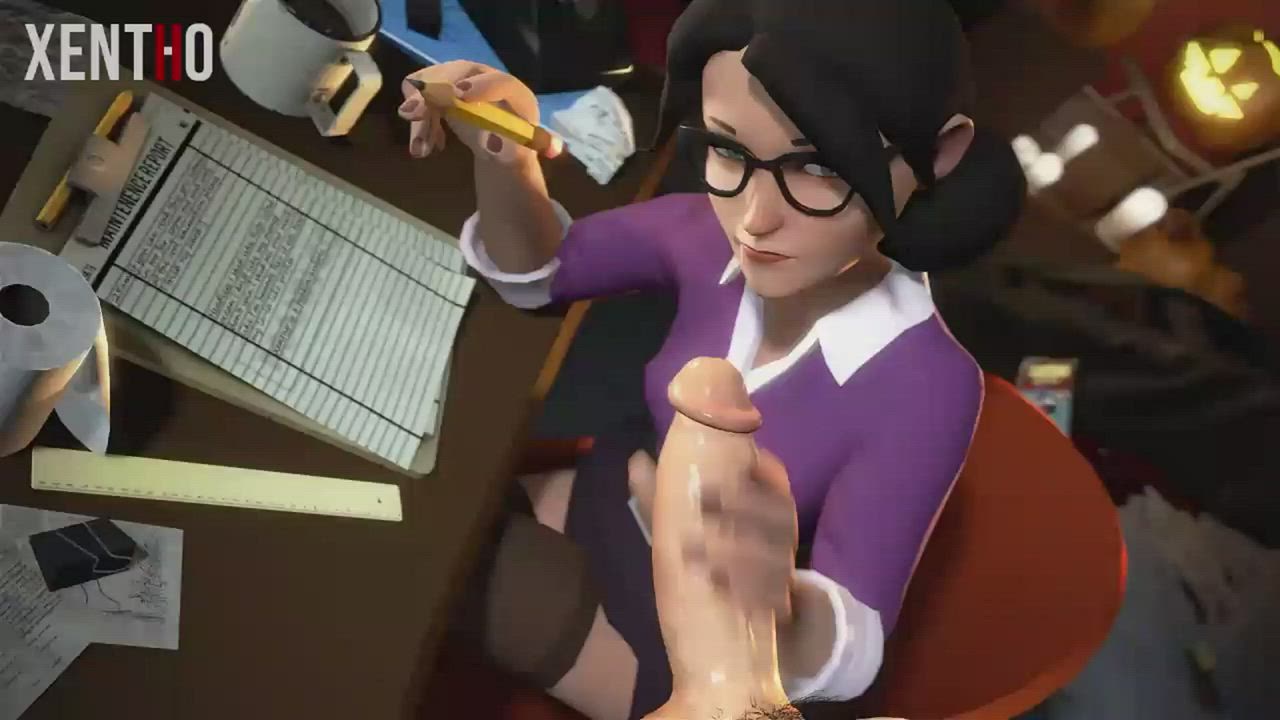 Animation Glasses Handjob Office clip