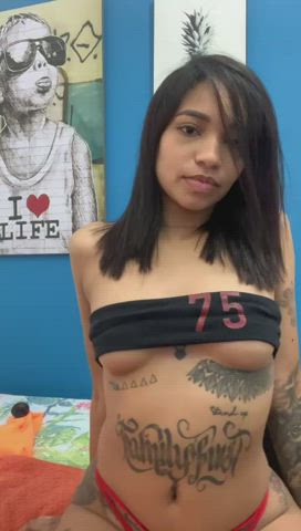 camgirl ebony latina lingerie natural tits pussy skinny small tits tattoo clip