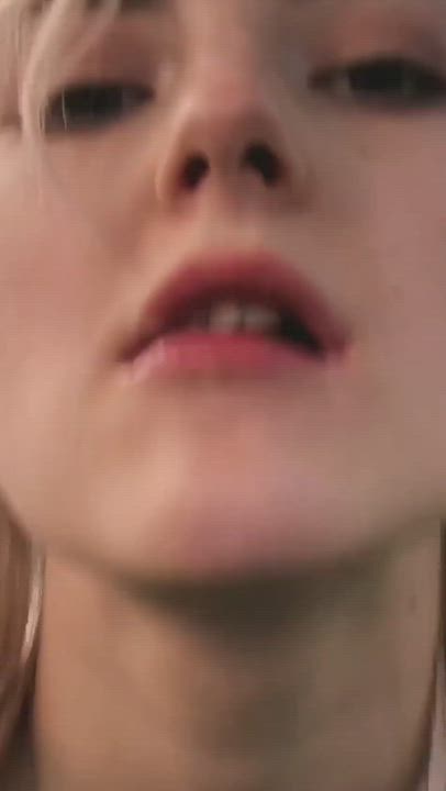 Drooling her cum covered tongue