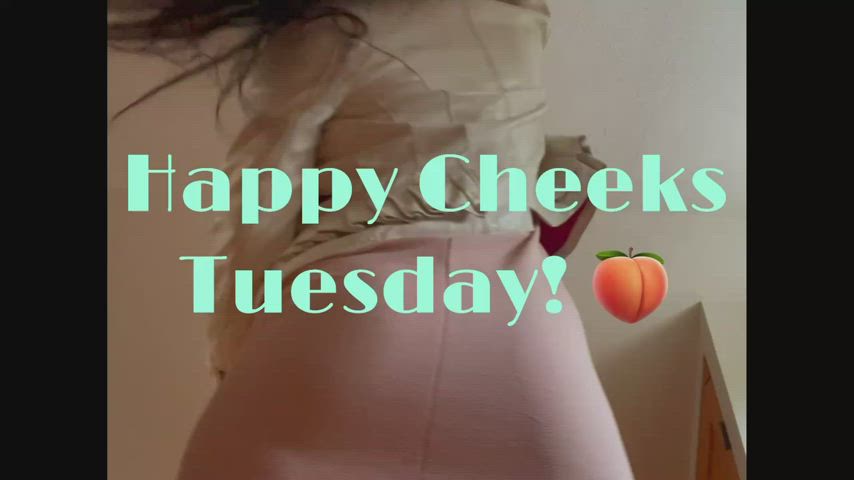 Happy Cheeks Tuesday! 🍑 🌟 I’m wearing a tight pink dress and have my long