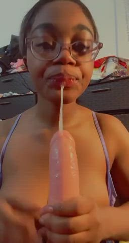 Deepthroat Dildo Spit Porn GIF by brownbabe909