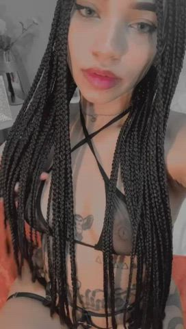 ebony eye contact latina lingerie model small tits tattoo clip