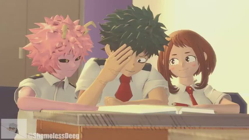 MHA Mina And Uraraka Making Deku Horny 3D Hentai