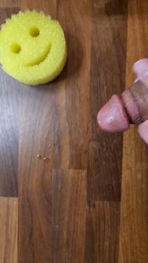 Cumshot on a ScrubDaddy. 