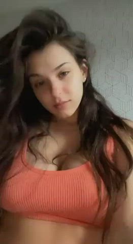 19 Years Old Amateur Babe Big Tits Boobs Camgirl Cute Natural Tits Teen Porn GIF