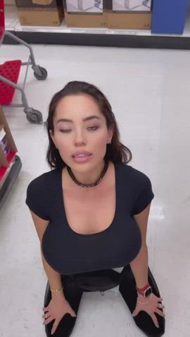 big tits cleavage close up clothed fake tits public clip