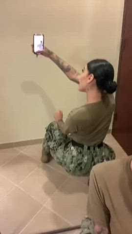 amateur ass booty brunette military non-nude slimthick thick tiktok twerking clip
