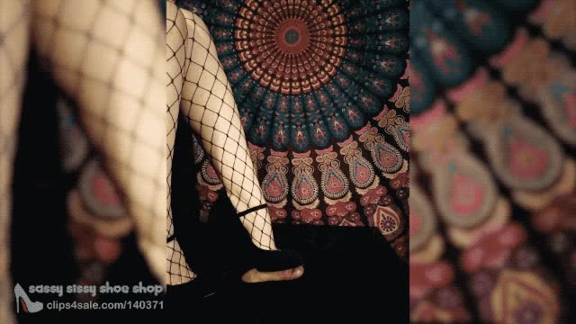 Classy fishnet and heels cock tease to cum