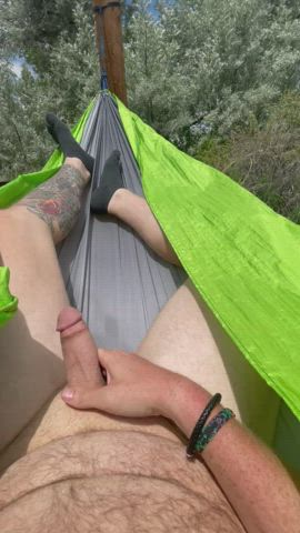 Camping trip jerk off session